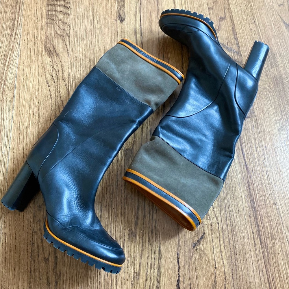Black Leather Chloe Boots - Size 40 (US Size 10)